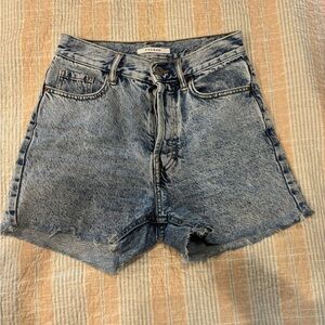 PacSun High-Rise Acid Wash Denim Shorts - Light Blue